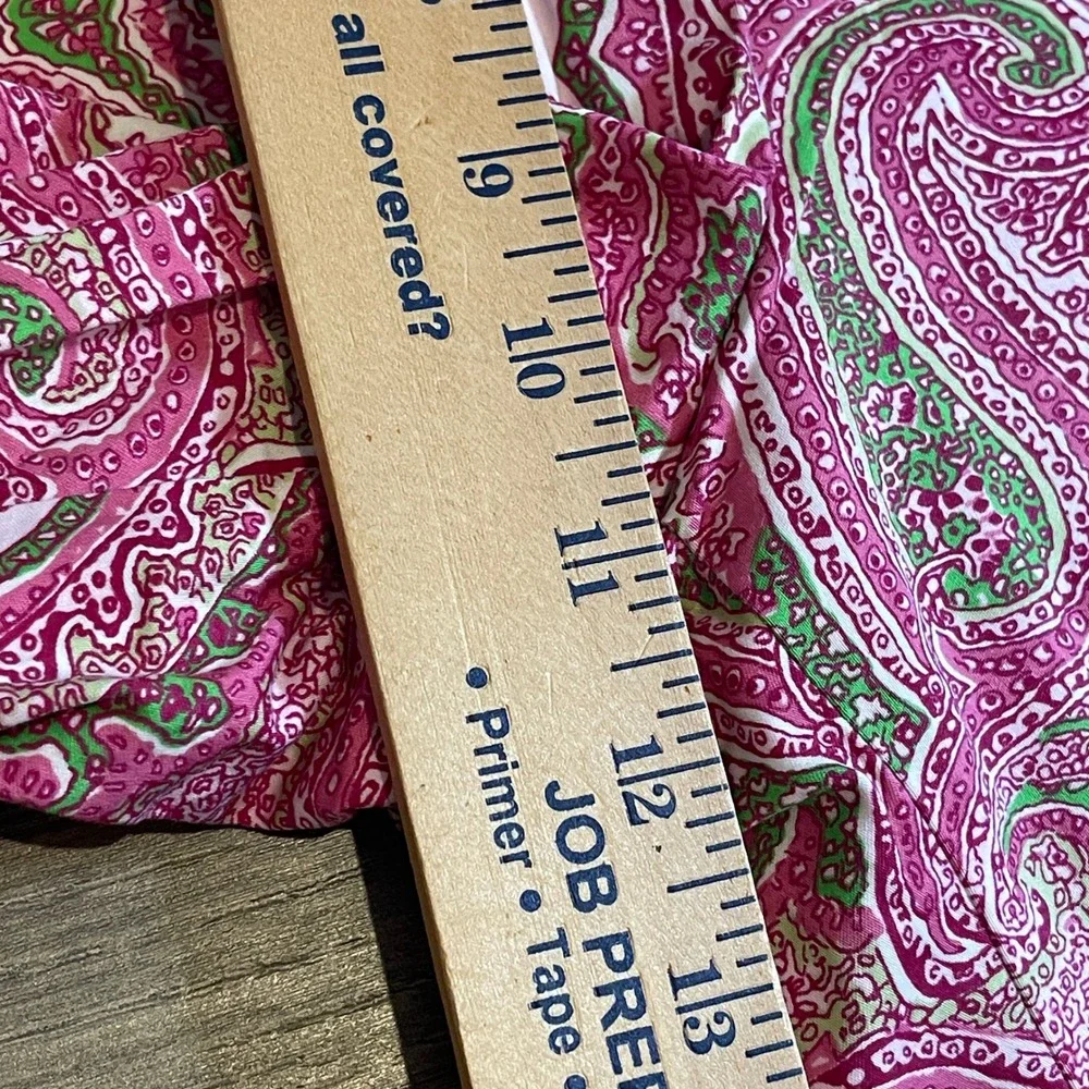 Talbots Womens Pink Green Paisley Classic Side Zip Cropped Pants Size 12 Cotton